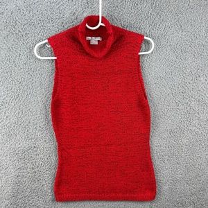 Bananu Sleeveless Sweater size Large Womens Red Mock Neck Polyester Cotton